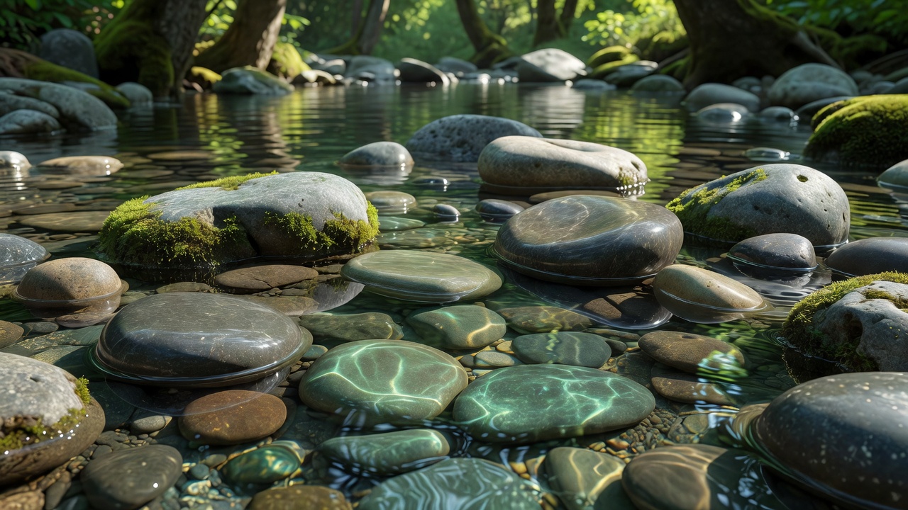 玉石の川床と清流